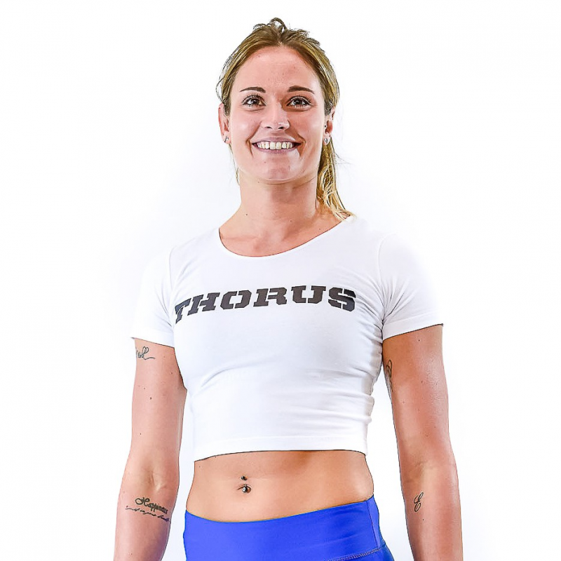 WHITE CROP T-SHIRT OPEN NECK WOMEN WHITE CROP T-SHIRT OPEN NECK WOMEN