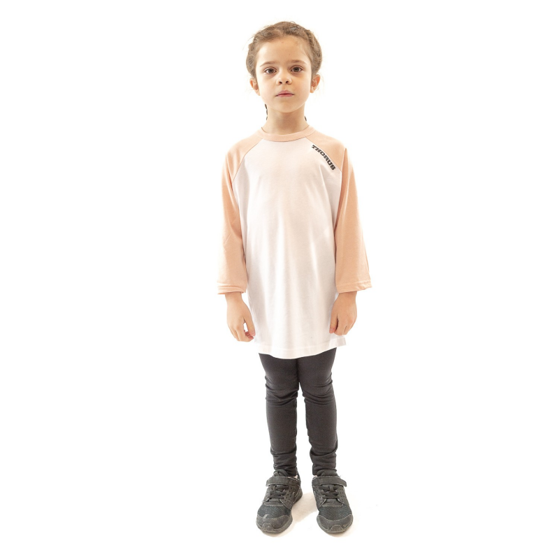WHITE/HEATHER PEACH BASEBALL TEE KID