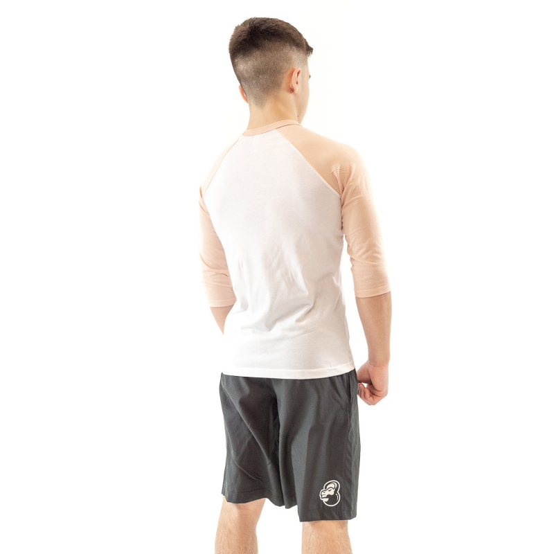 WHITE/HEATHER PEACH BASEBALL TEE KID