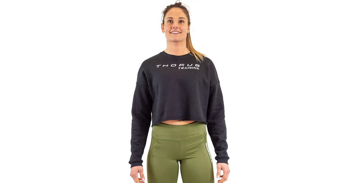 WOMEN'S CROPPED BLACK PULLOVER