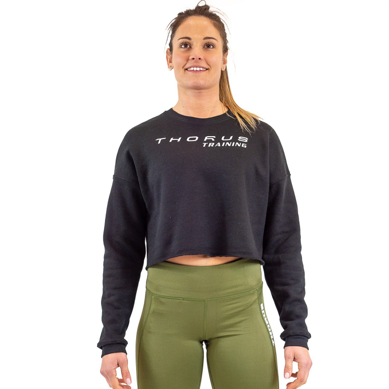 WOMEN'S CROPPED BLACK PULLOVER