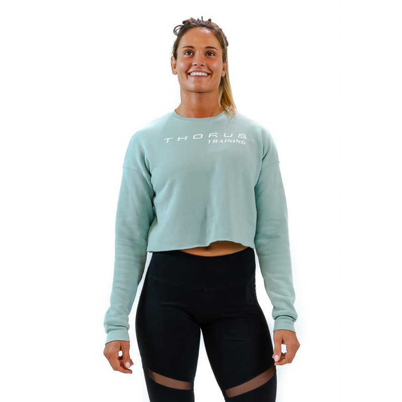 WOMEN'S CROPPED DUSTY BLUE PULLOVER