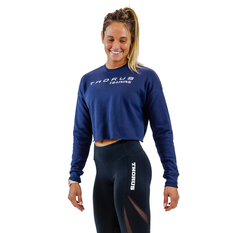 WOMEN'S CROPPED NAVY PULLOVER