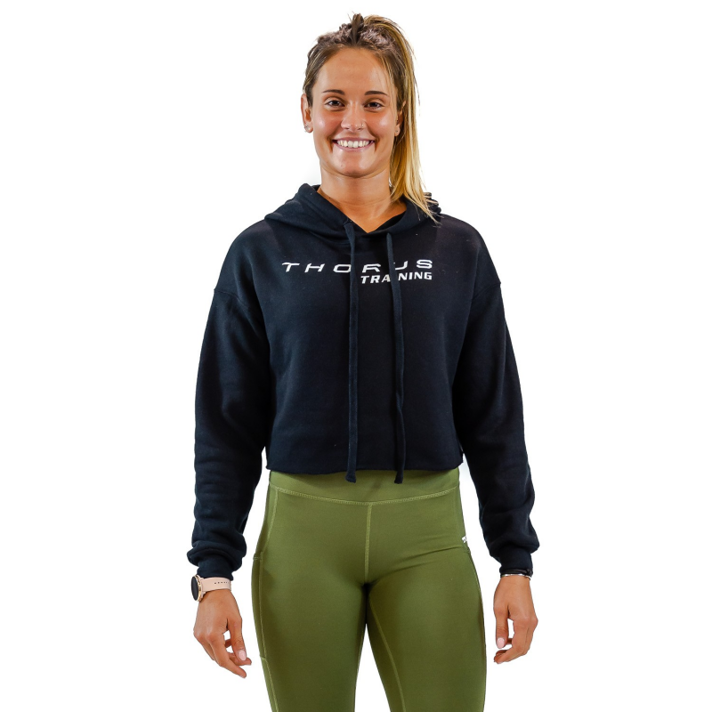 WOMEN'S CROPPED BLACK HOODIE WOMEN'S CROPPED BLACK HOODIE