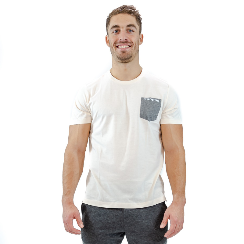 CREAM/GREY POCKET TSHIRT BIO MEN