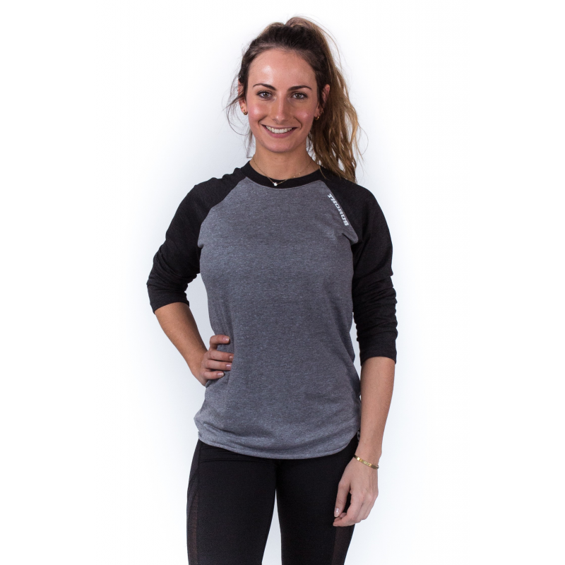 UNISEX BLACK/GREY BASEBALL TEE