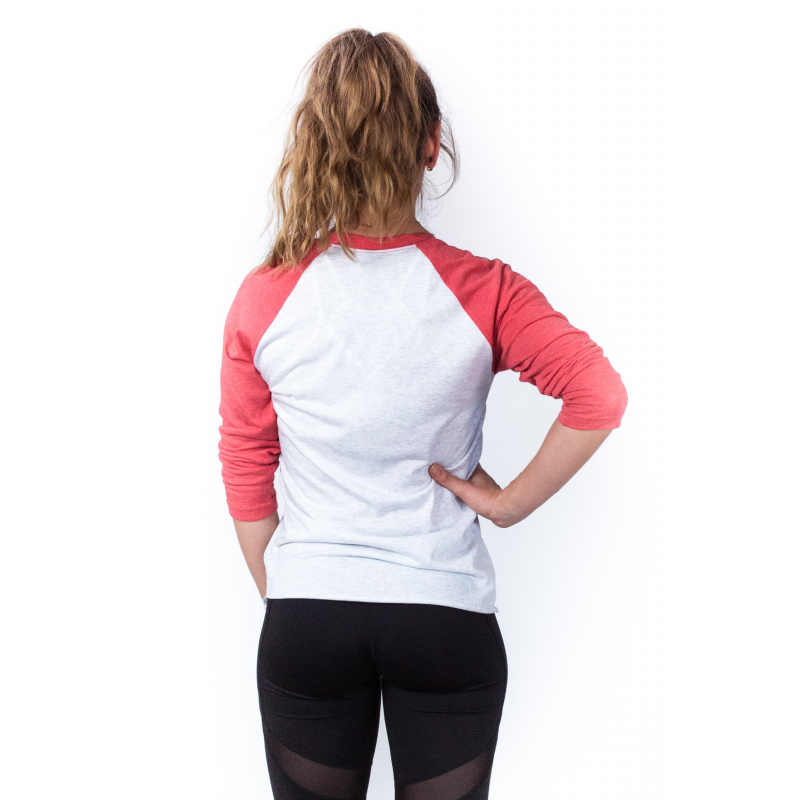 T-SHIRT 3/4 BASEBALL RED/WHITE UNISEXE