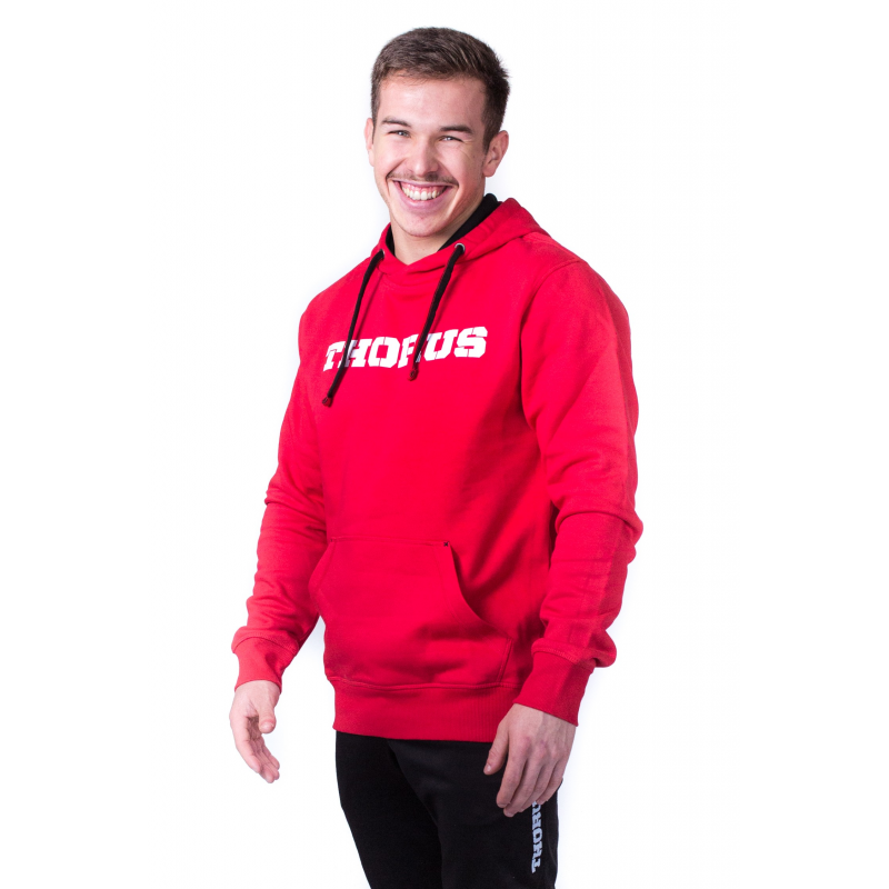 MEN RED HOODED SWEAT