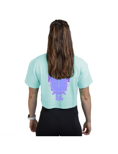 WOMEN'S ICE BLUE FLOWER POWER FLOWY CROPPED T-SHIRT