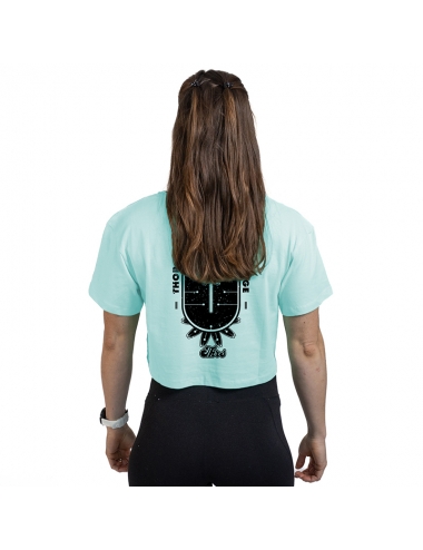 WOMEN'S ICE BLACK FLOWER POWER FLOWY CROPPED T-SHIRT